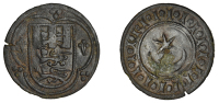 England, Early Armorial Jetons, c. 1280-1295, Edward I, shield with arms of Edmund Crouchback, three English lions...