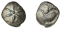 British Iron Age, ATREBATES and REGNI, Tincomarus (25 BC - AD 10), silver Unit, Comet type, six arms radiating from...