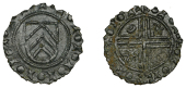 England, Early Armorial Jetons, c. 1280-1295, Edward I, shield with three chevrons, border of pellets, rev....