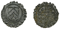 England, Early Armorial Jetons, c. 1280-1295, Edward I, shield with three chevrons, border of pellets, rev....