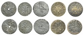 England, Sterling Bust Jetons, c. 1280-1345, Edward II, Fox class 14, rev. cross moline, pellets (?) in angles,...