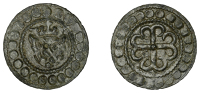 England, Pictorial Jetons, c. 1295-1330, Edward II, crowned lion’s head facing, rev. short cross moline, pellet...