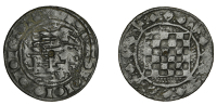 England, Pictorial Jetons, c. 1295-1330, Edward II, three lion passant in field, rev. chequerboard, lis at corners,...