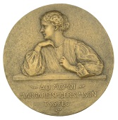 U.S.A., Margaret Spicer-Simson, 1906, a uniface cast bronze medal by T. Spicer-Simson, half-length portrait to left...