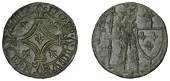 Anglo-Gallic, temp. Edward the Black Prince. c. 1370, wildman with long beard standing between Gothic finials...