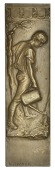 BOHEMIA, Der Gärtner [The Gardener], 1898, a uniface bronze plaque by Prof. S. Sucharda, male gardener standing to...