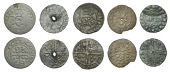 England, Sterling Bust Jetons, c. 1280-1345, Edward II, Fox irregular, pellet on breast, rev. short cross moline,...