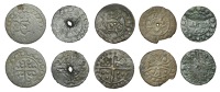 England, Sterling Bust Jetons, c. 1280-1345, Edward II, Fox irregular, pellet on breast, rev. short cross moline,...