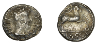 British Iron Age, CATUVELLAUNI, Cunobelin (AD 8-41), silver Unit, Cunobelinus Crescent Horse type, head right,...