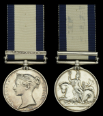 Naval General Service 1793-1840,  1 clasp, Trafalgar (John Tart) two small edge bruises and minor marks, otherwise...