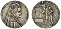 ROMANIA, Queen Elisabeth [of Wied], c. 1910, a plated bronze medal by T. Szirmai, veiled bust to right, rev. winged...