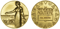 FRANCE, La Prévention Routière [Road Safety Association], 1950, a silver-gilt award medal by P. Turin, robed...