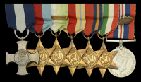 A Second War D.S.C. group of seven awarded to Commander D. L. Johnston, Royal Navy, H.M.S. Norfolk, who was...