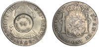 Merchant Issues - silver, Scotland, RENFREWSHIRE, Greenock, J. McK[—], a PERU, Charles IIII, 8 Reales, 1780mi,...