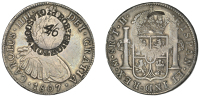 Merchant Issues - silver, Scotland, RENFREWSHIRE, Port Glasgow, Robert Crighton, a MEXICO, Charles IIII, 8 Reales,...