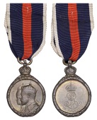 Coronation, 1902, a bronze (Military) medal by E. Fuchs for Elkington, conjoined busts left, rev. royal cypher and...