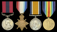 A Great War ‘Western Front’ D.C.M. group of four awarded to Acting Company Sergeant Major E. A. Scarborough,...