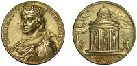 Edward I [1731+], a cast gold medal by J. Dassier, crowned bust left, rev. tomb, 40mm, 28.20g (E 10). Small test...