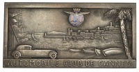 FRANCE, Automobile Club de Cannes, c. 1930, a uniface plated bronze and enamel plaque by J.-S. Drago for...