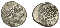 British Iron Age, DUROTRIGES, Uninscribed issues, silver Stater, Cranborne Chase type, disjointed head of Apollo...