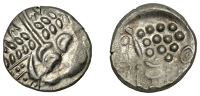 British Iron Age, DUROTRIGES, Uninscribed issues, silver Stater, Cranborne Chase type, disjointed head of Apollo...
