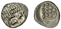 British Iron Age, DUROTRIGES, Uninscribed issues, silver Stater, Cranborne Chase type, disjointed head of Apollo...