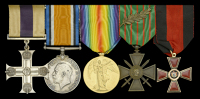 A fine Great War ‘Archangel’ M.C., Croix de Guerre, Russian Order of St. Vladimir group of five awarded to...