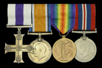 A Great War battle of Ancre M.C. group of four awarded to Lieutenant G. Dunn, Royal Naval Volunteer Reserve, who was...