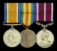 A Great War Naval M.S.M. group of three awarded to Writer G. S. Watson, Royal Naval Volunteer Reserve, attached...