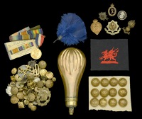 Assorted Militaria.
A good selection including Cap Badges, Carnarvonshire Volunteer Regt. V.T.C., Cheshire...