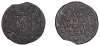 LANCASHIRE, Clitheroe, Edmund Robinson, Halfpenny, 1666, 2.55g/6h (N –; BW. 28). About fine, scarce	 £60-£80