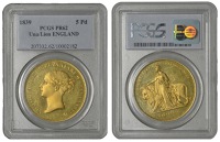 Victoria (1837-1901), Proof ‘Una and the Lion’ Five Pounds, 1839, edge plain, 12h (WR 278; S 3851). Some...