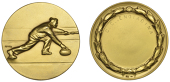 SWITZERLAND, Curling, a silver-gilt award medal by C. Affer for the Curling Club Engiadina, St Moritz, male curler...
