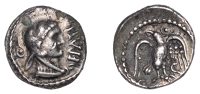 British Iron Age, ATREBATES and REGNI, Epaticcus (AD 20-40), silver Unit, Eagle type, head of Hercules right,...