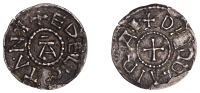Kings of East Anglia, Æthelstan (825-40), Penny, Damoairae, +edelstani around beaded inner circle containing large...