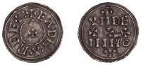 Eadgar (959-975), Penny, Two Line type (HT 1, NE V), Ubeinn, +eadgar rex [two pellets], small cross, rev. vnbe in mo...