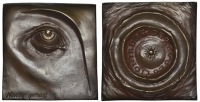 POLAND, Nicolaus Copernicus, c. 2005, a cast bronze plaque by Danuta Solowiej-Wedderburn, enlarged view of nose and...