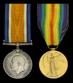 Pair: Private J. W. James, Grenadier Guards and Guards Machine Gun Regiment, who was killed in action on the Western...