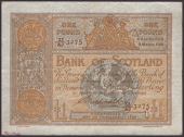 Bank of Scotland, £1, 3 March 1919, serial number 33/AJ 3275, Macdonald signature, about very fine
PMS BA 89d,...