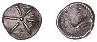 British Iron Age, ATREBATES and REGNI, Tincomarus (c. 25 BC - AD 10), silver Unit, Comet type, six arms radiating...