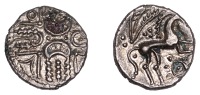 British Iron Age, ICENI, Uninscribed issues, silver Unit, Eyelash Crescents type, four opposed crescents in centre...