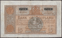 Bank of Scotland, £5, 24 November 1939, serial number 4/O 5602, Elphinstone and Macfarlane signatures, annotation...