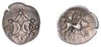 British Iron Age, ICENI, Antedios (c. AD 10-30), silver Half Unit, Mini Anted type, back-to-back open crescents...