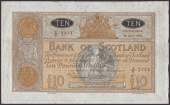 Bank of Scotland, £10, 16 July 1942, serial number 4/C 7221, Elphinstone and Crawford signatures, small pinhole at...