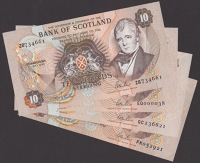 Bank of Scotland, £10 (4), 7 May 1992 (3) and 9 March 1993, first serial number EQ000038, other prefixes FK, ZB and...