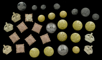 Miscellaneous Economy Plastic Buttons and Pips.
A selection of 32 British Army economy plastic buttons and rank...