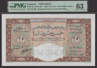 Banque de Syrie et du Grand-Liban, Lebanon, specimen 25 Livres, 1925, serial number 0.0 000, Forges and Laferriere...