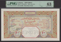 Banque de Syrie et du Grand-Liban, Lebanon, specimen 50 Livres, 1925, serial number 0.0 000, Forges and Laferriere...