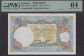 Banque de Syrie et du Liban, Lebanon, specimen 1 Livre, 1939, serial number 0.000 000, Berard and Laferriere...