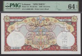 Banque de Syrie et du Liban, Lebanon, specimen 10 Livres, 1939, serial number 0.0000 000, Berard and Laferriere...